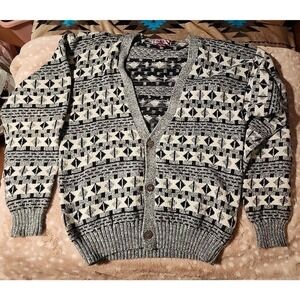 Vintage Concrete Mix Cardigan Extra Large Sweater Chunky 90s Grandpa XL‎